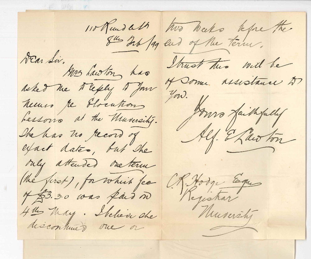 Alfred E Lawton - 110 Rundle Street - Elocution Class