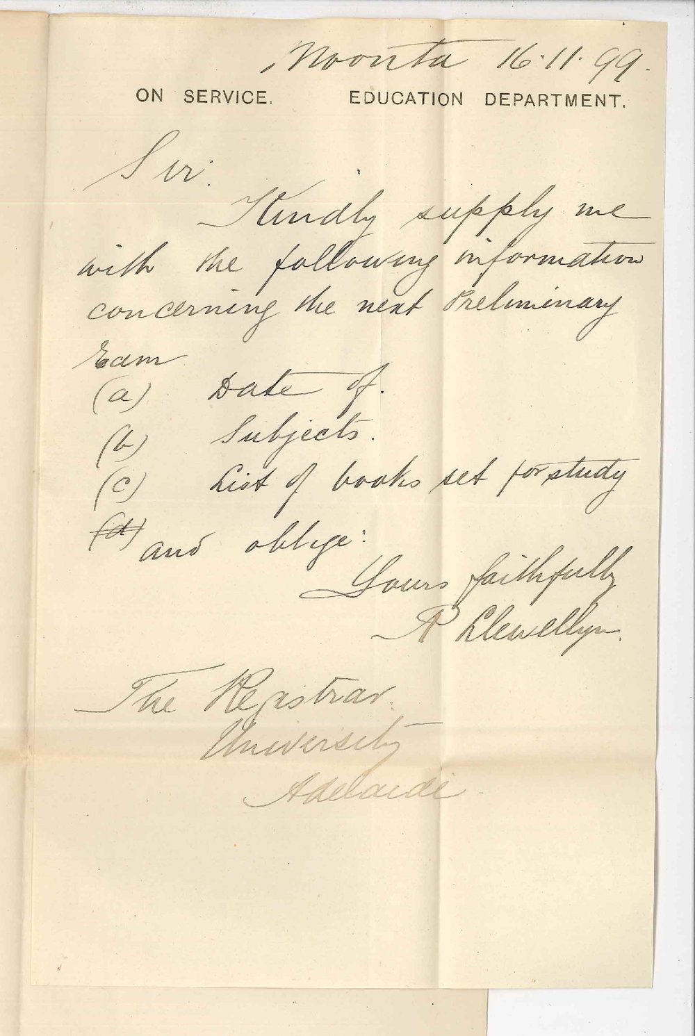 P Llewellyn - Moonta - Information Preliminary Examination