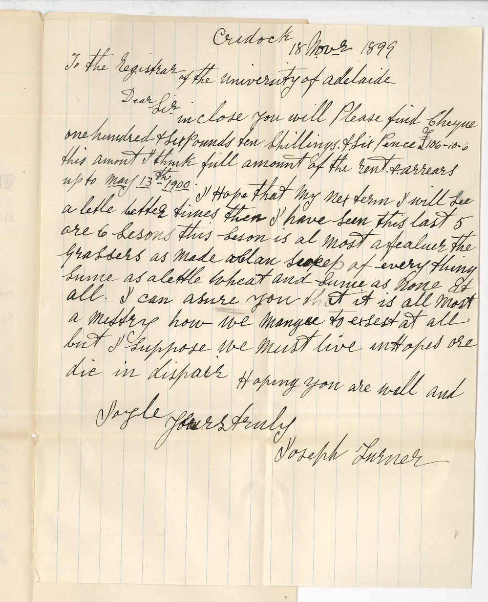 Joseph Turner - Cradock - Forwarding cheque for rent