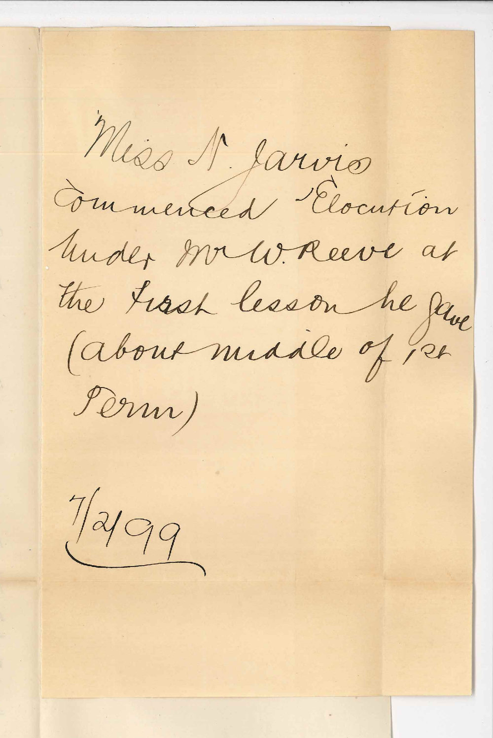 Miss M Jarvis - Elocution Class