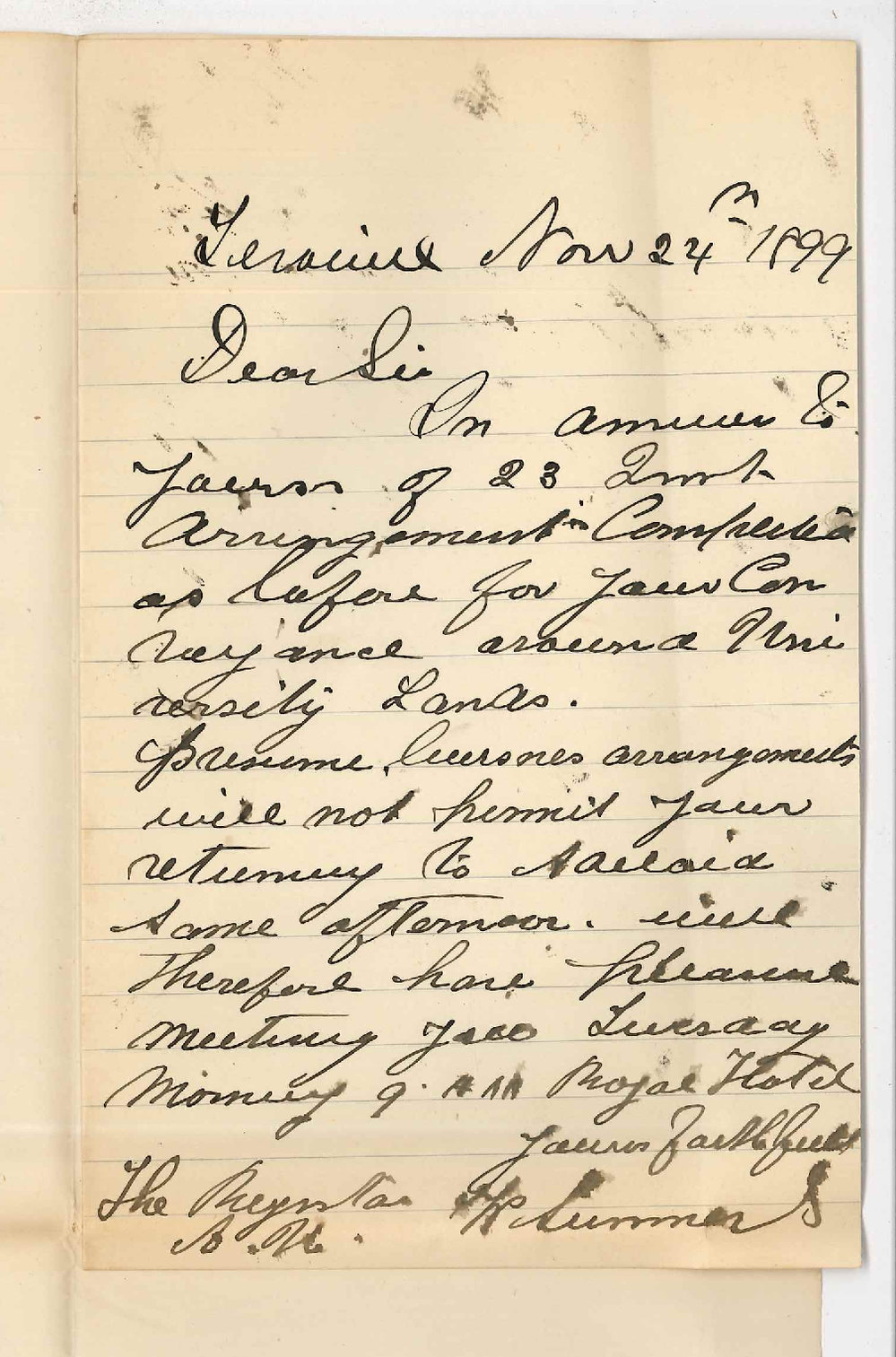 W Summers - Terowie - Arrangements completed for Registrar's visit to Terowie Lands