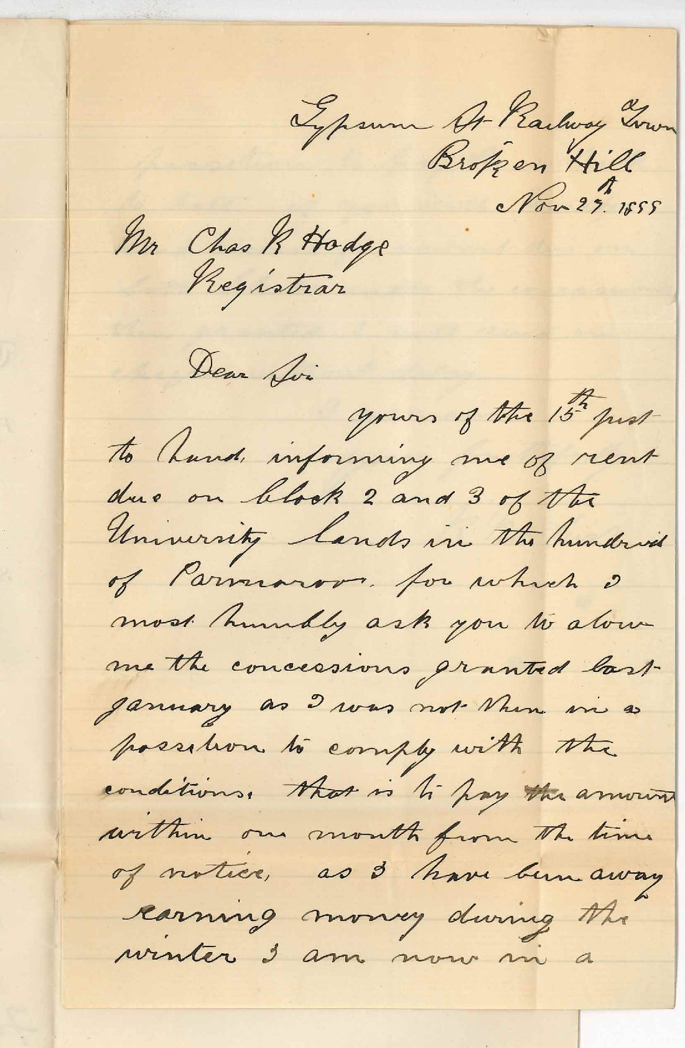 R McLeish - Broken Hill - Arrears of rent