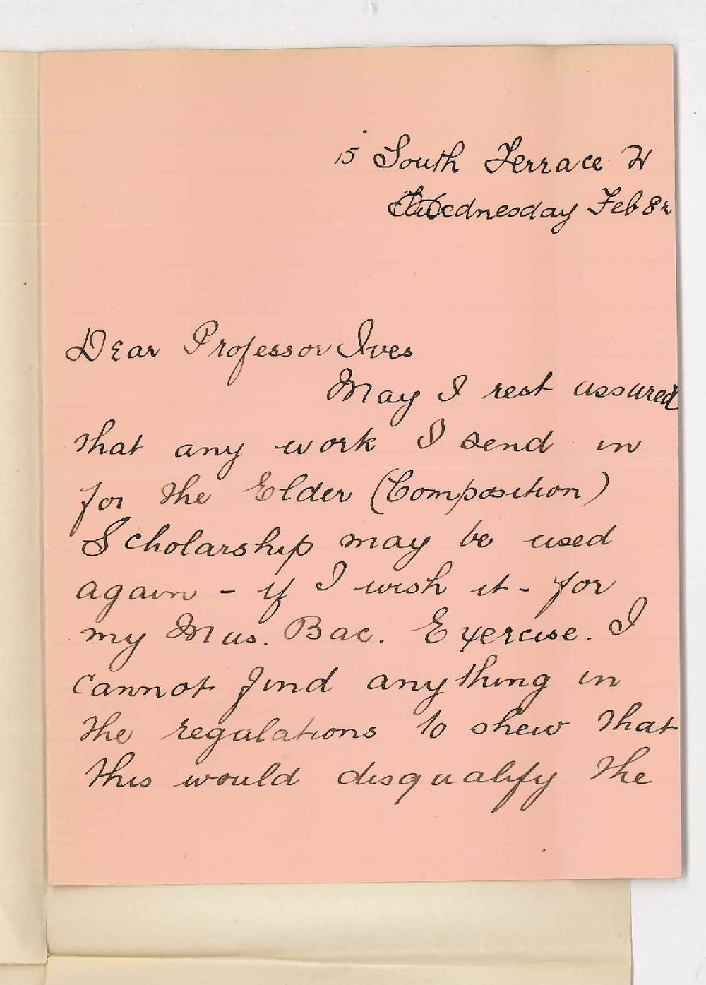 Miss Florence E Cooke - Adelaide - Concerning the Elder Scholarships