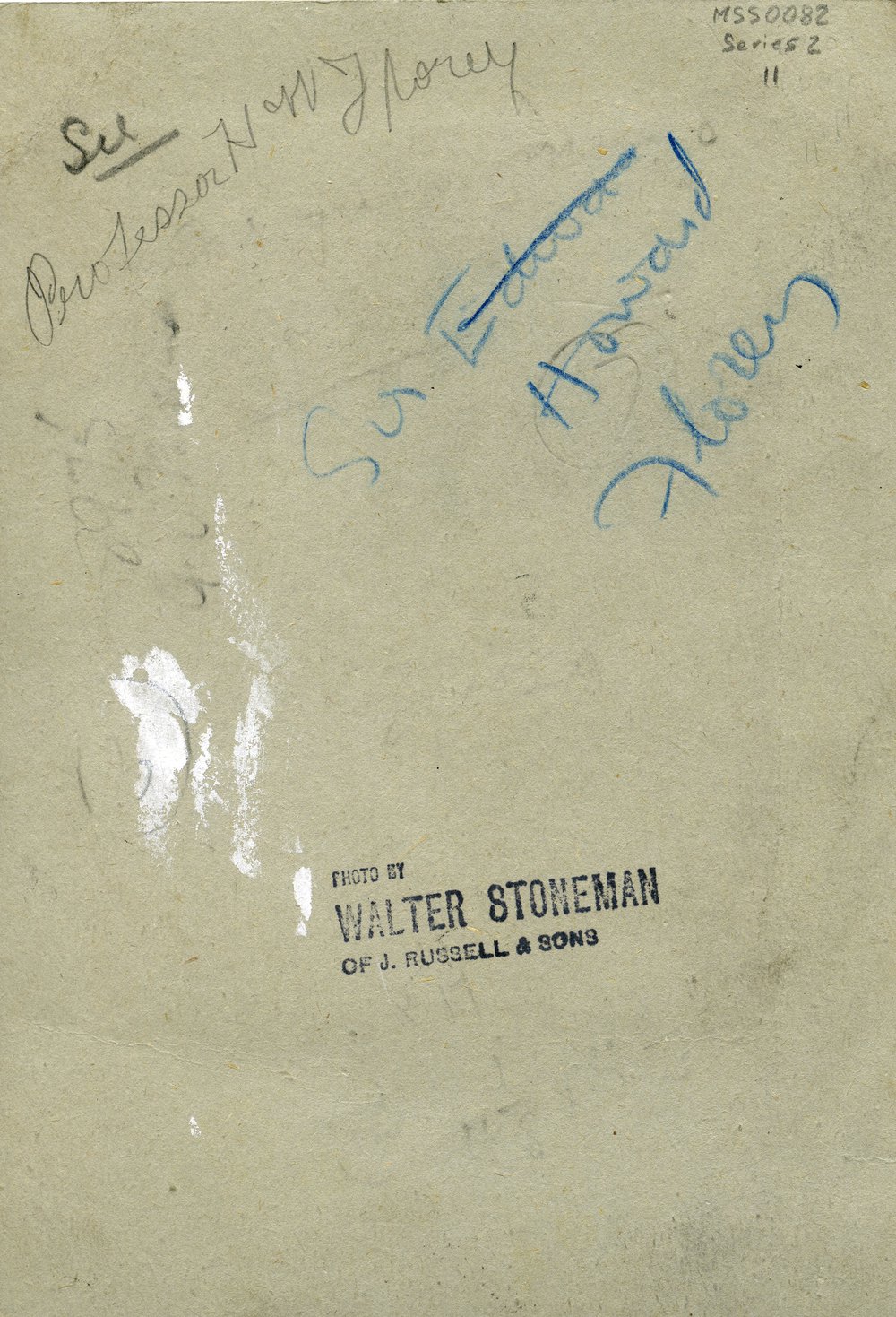 Howard Florey - Studio Portrait&nbsp;marked "Professor Florey" (back)