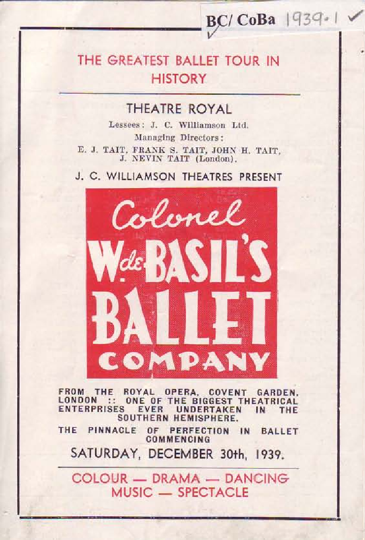 Ballets Russes - Promotional Flyer - 1939