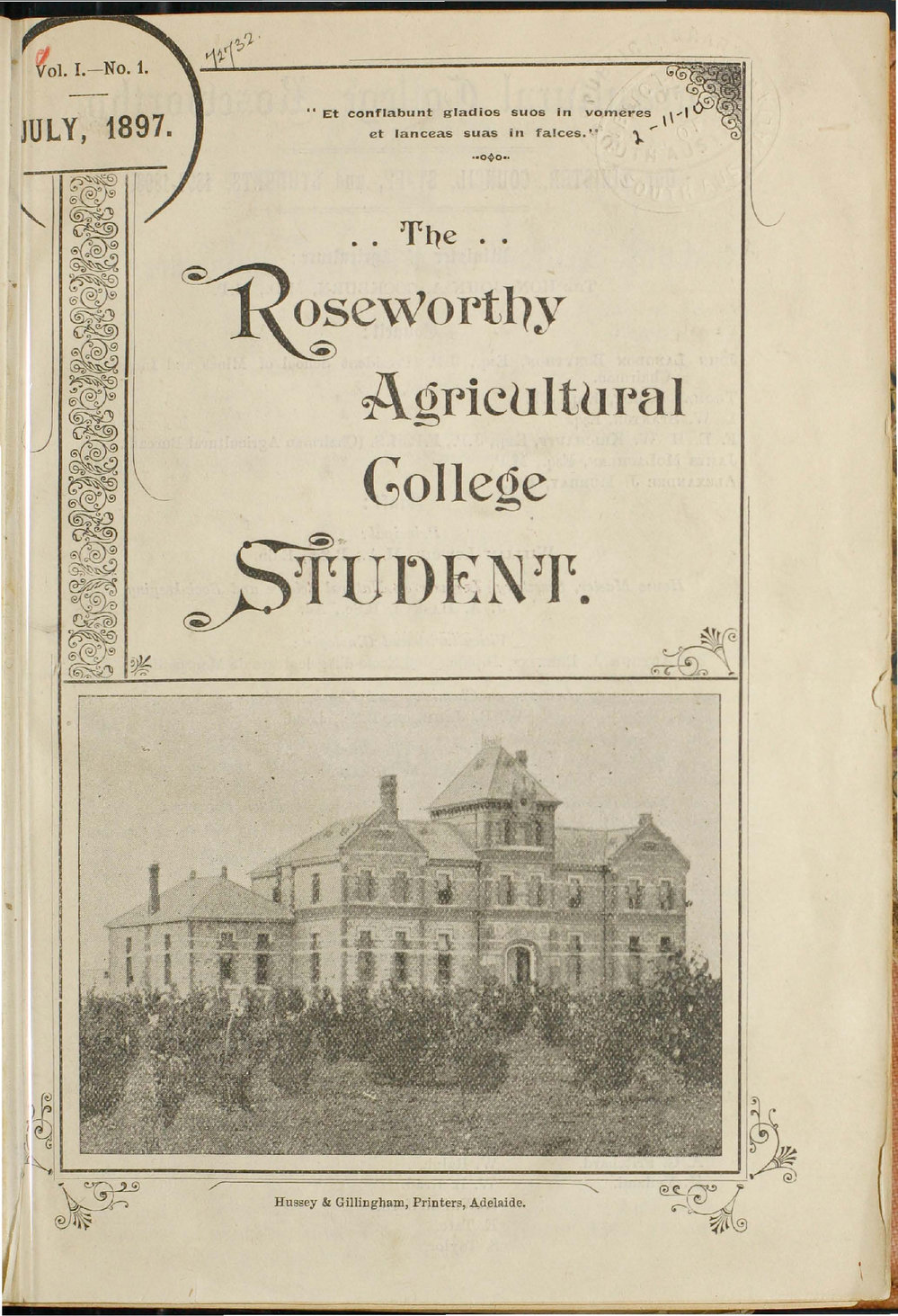 Roseworthy Student Vol 1 No 1  July 1897