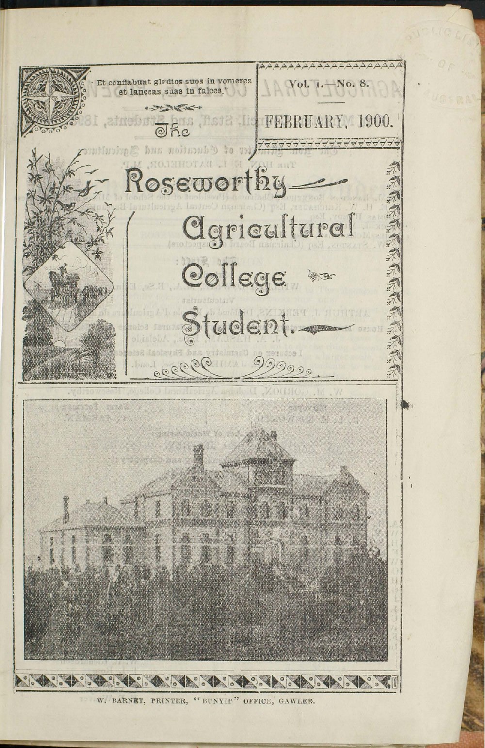 Roseworthy Student Vol 1 No 8 February 1900
