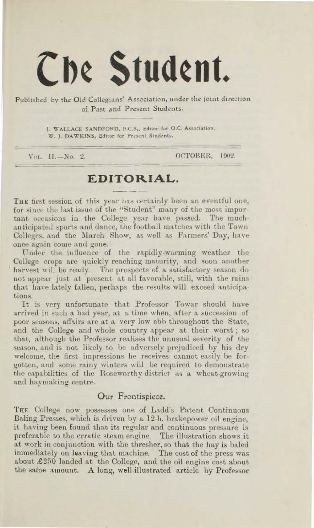 Roseworthy Student Vol 2 No 2 October 1902