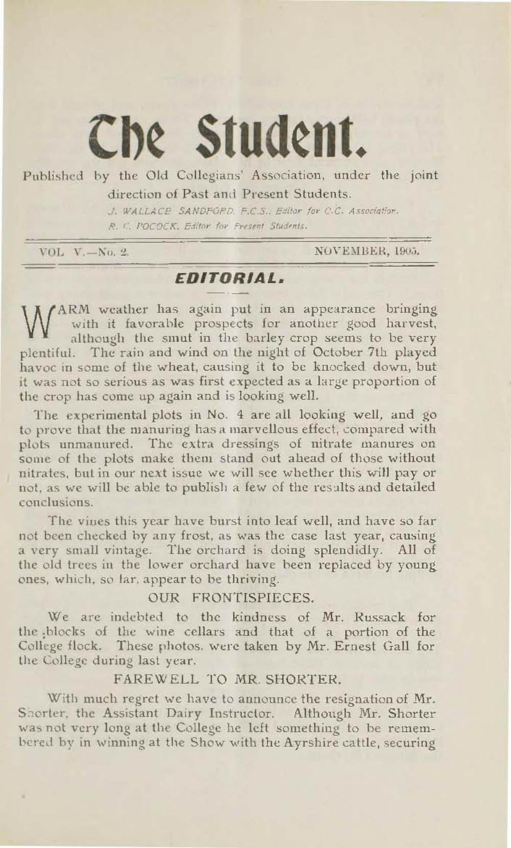 Roseworthy Student Vol 5 No 2 November 1905