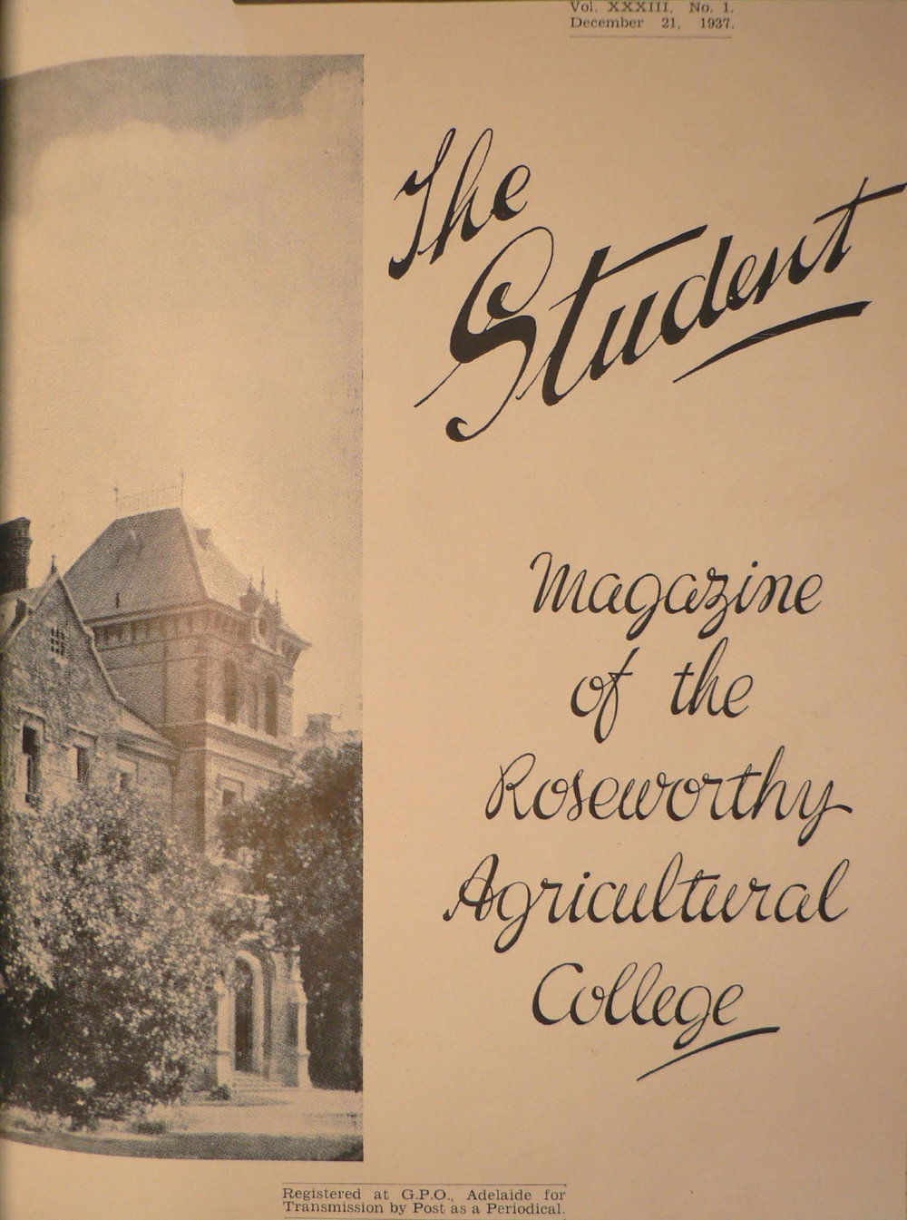Roseworthy Student Vol 33 No1 1937