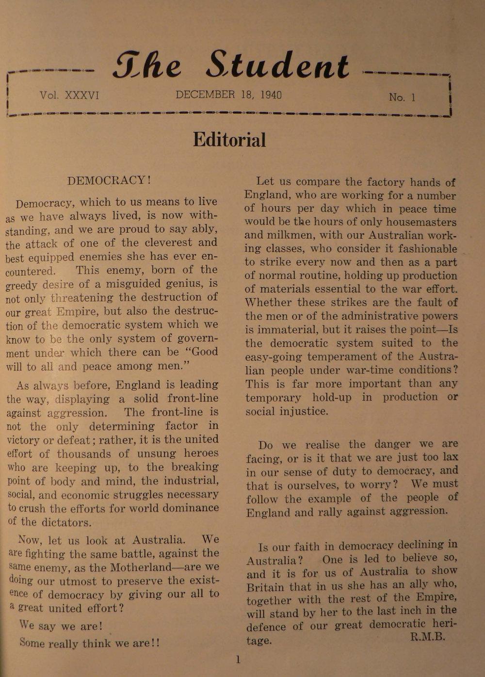 Roseworthy Student Vol 36 No1 1940