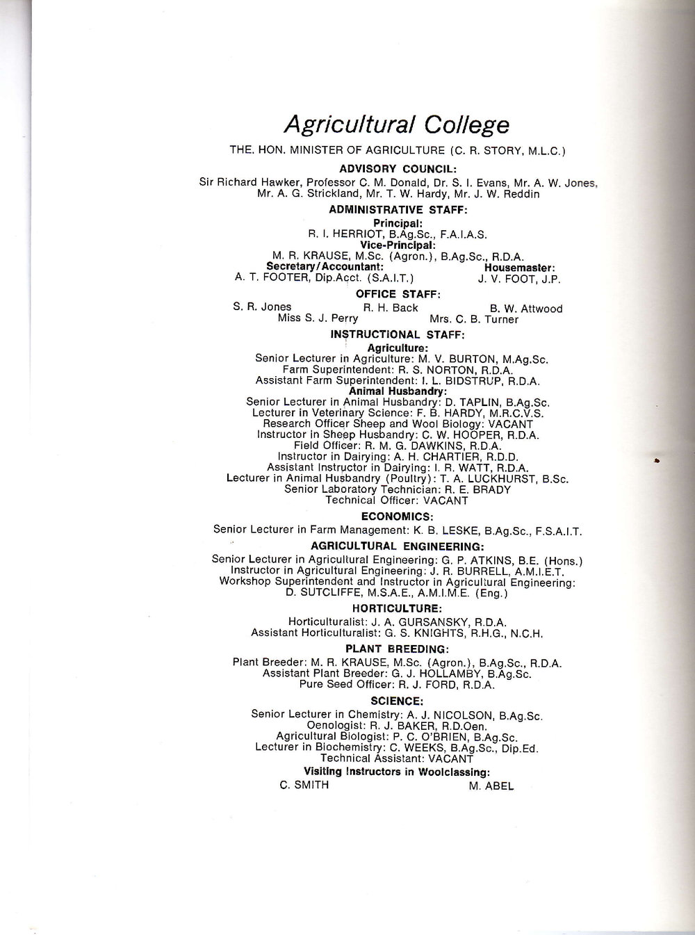 Roseworthy Student 1968