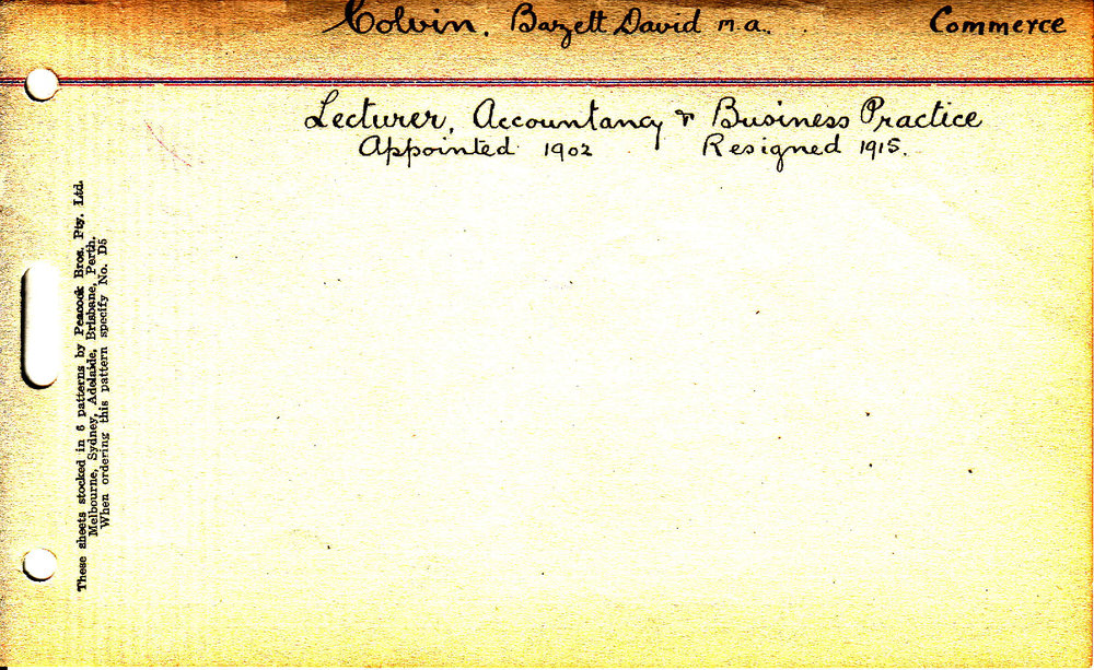 COLVIN, Bazett David