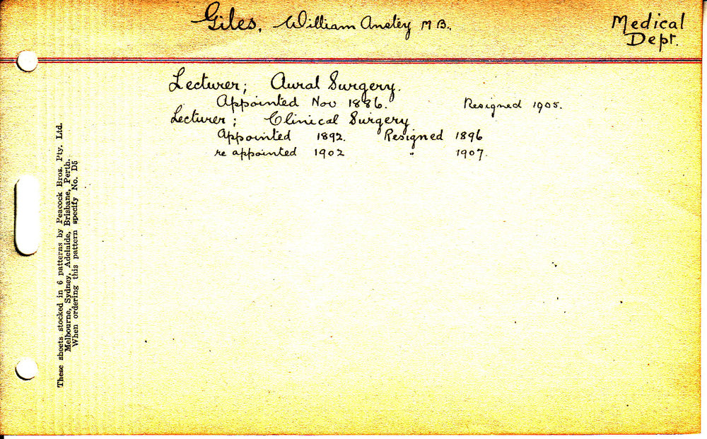 GILES, William Anstey