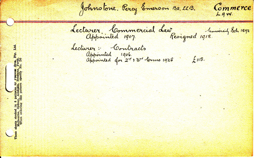 JOHNSTONE, Percy Emerson