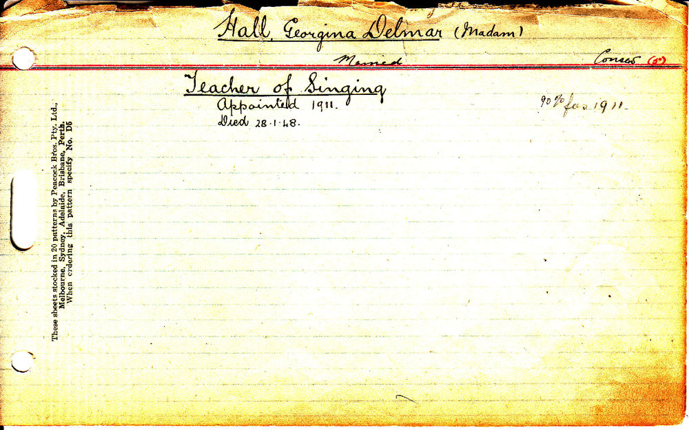 HALL, Georgina Delmar