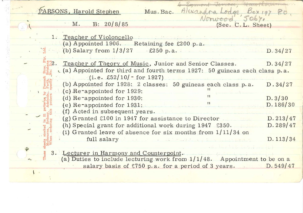 PARSONS, Harold Stephen