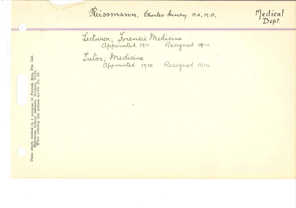 REISSMANN, Charles Henry