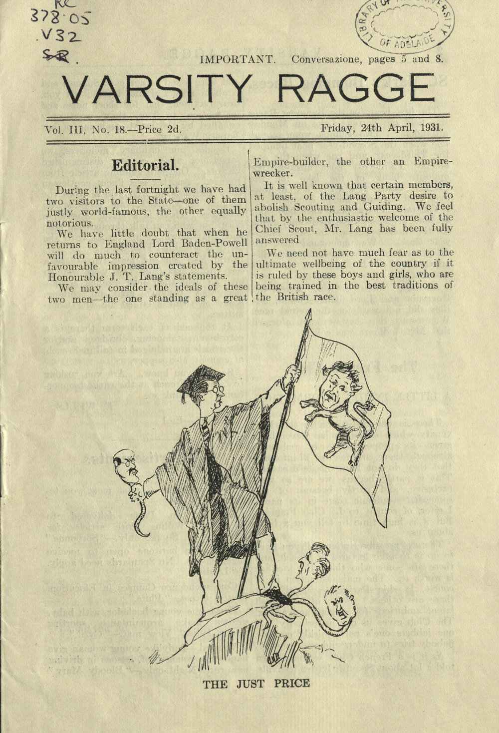Varsity Ragge Volume 3 No 18 1930
