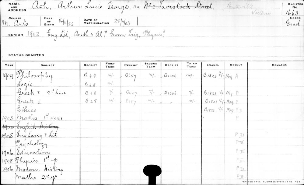 ASH, Arthur Louis George