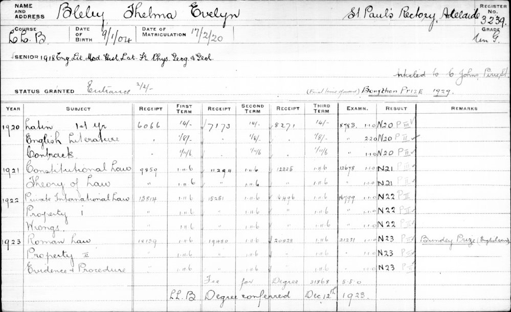 BLEBY, Thelma Evelyn