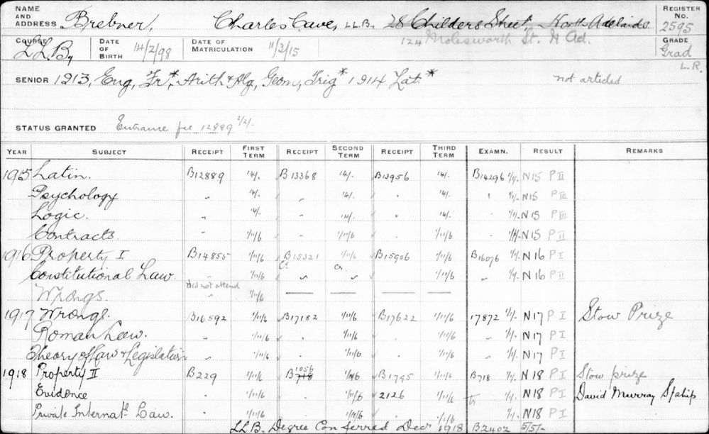 BREBNER, Charles Cave