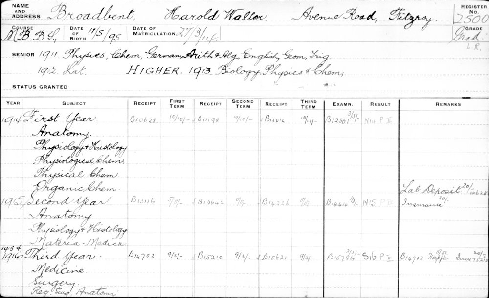 BROADBENT, Harold Walter