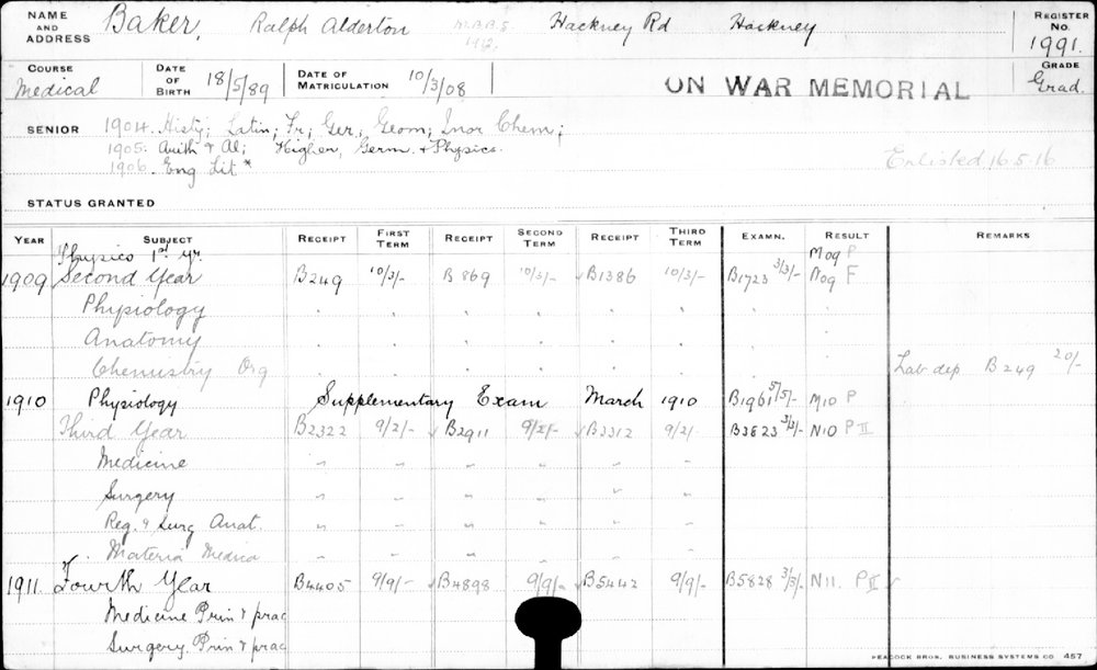 BAKER, Ralph Alderton