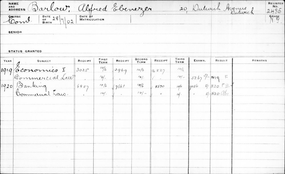 BARLOW, Alfred Ebenezer