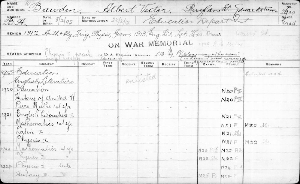 BAWDEN, Albert Victor