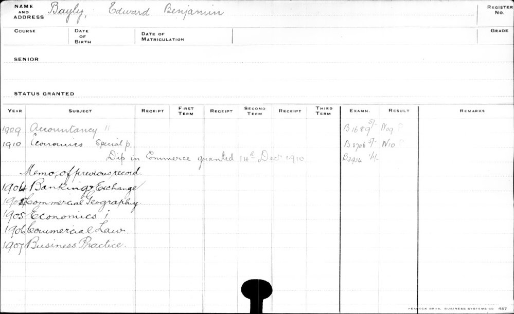 BAYLY, Edward Benjamin