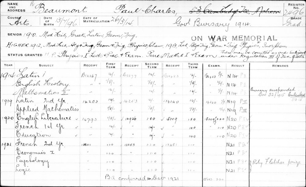 BEAUMONT, Paul Charles