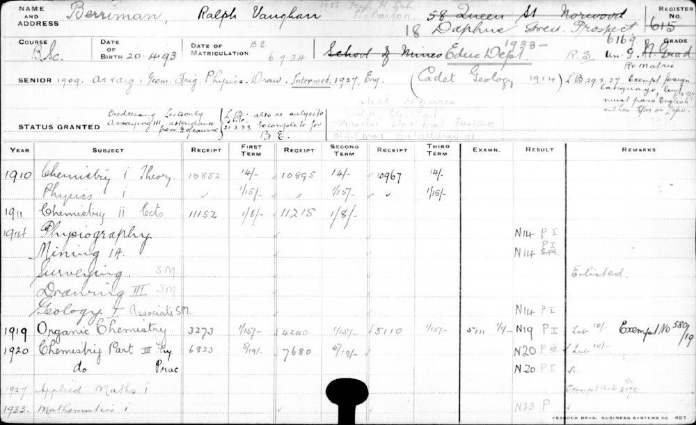 BERRIMAN, Ralph Vaughan