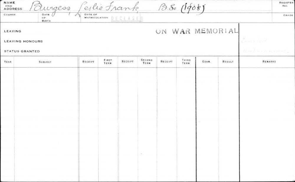 BURGESS, Leslie Frank