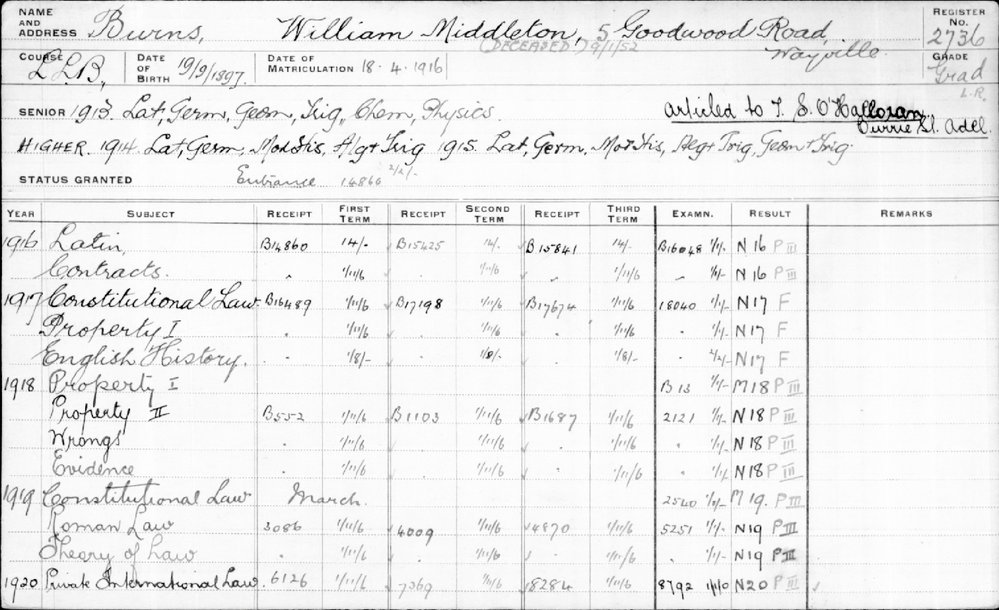 BURNS, William Middleton