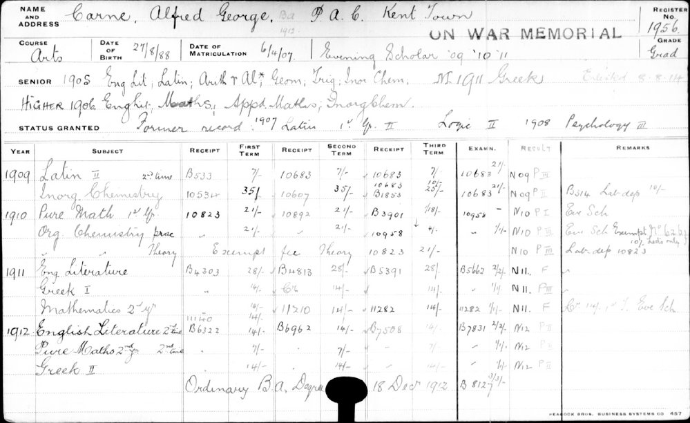 CARNE, Alfred George