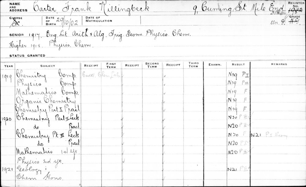 CARTER, Frank Killingbeck