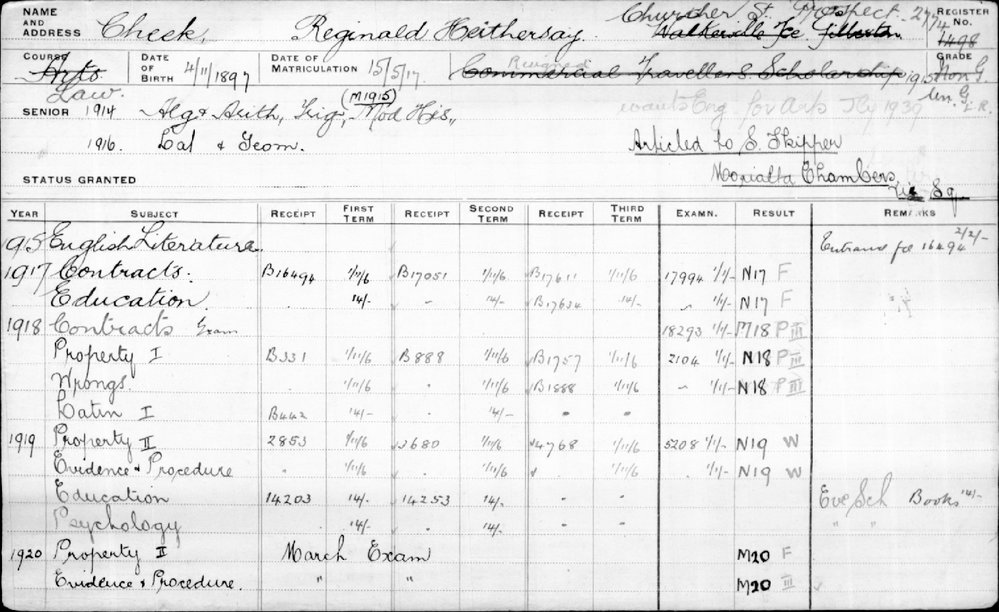 CHEEK, Reginald Heithersay