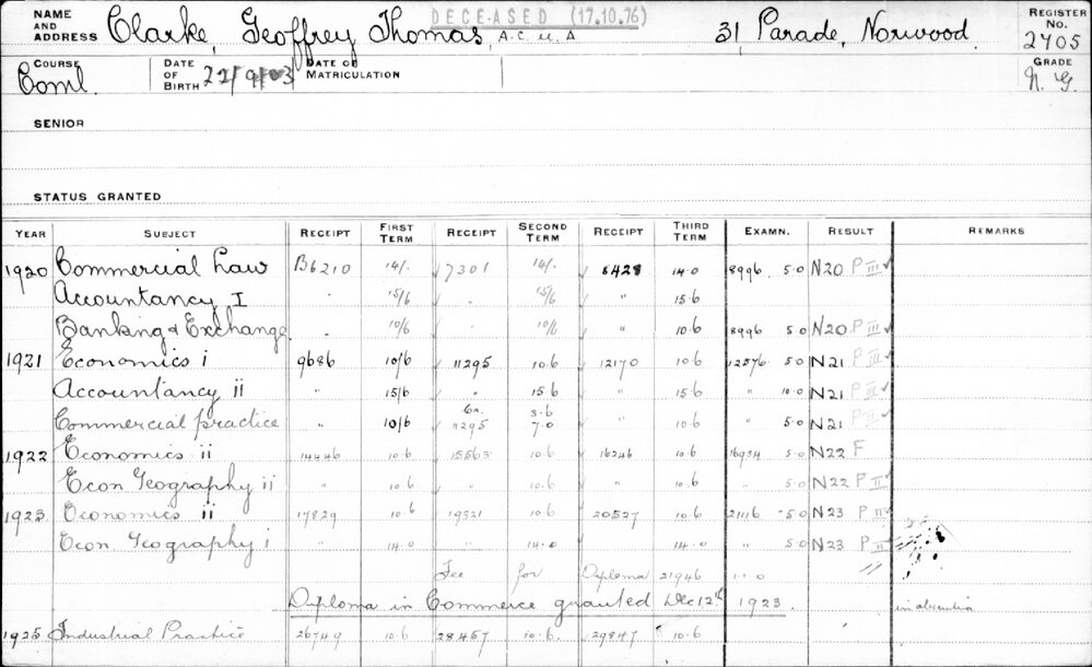 CLARKE, Geoffrey Thomas