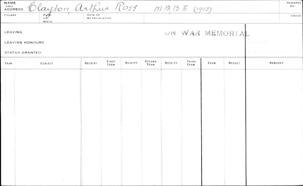 CLAYTON, Arthur Ross