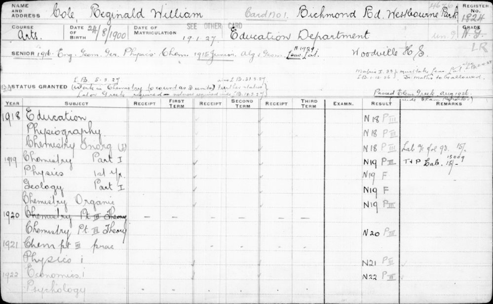 COLE, Reginald William