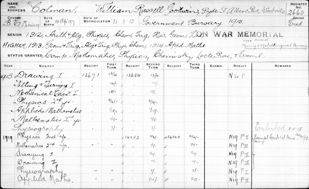 COLMAN, William Russell Goodwin