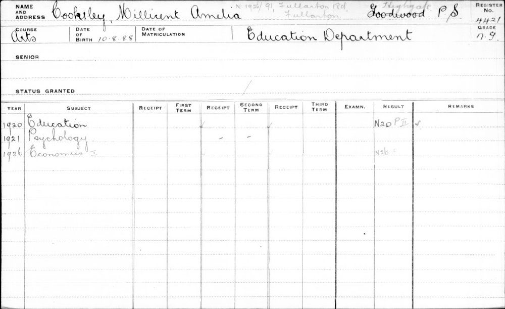 COOKSLEY, Millicent Amelia