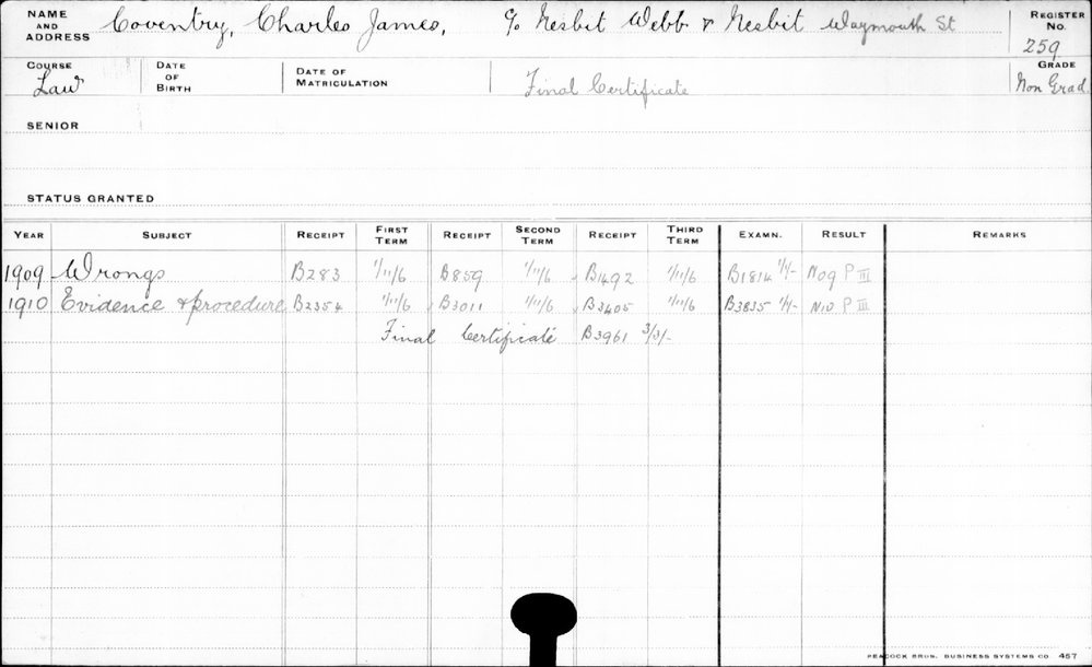 COVENTRY, Charles James