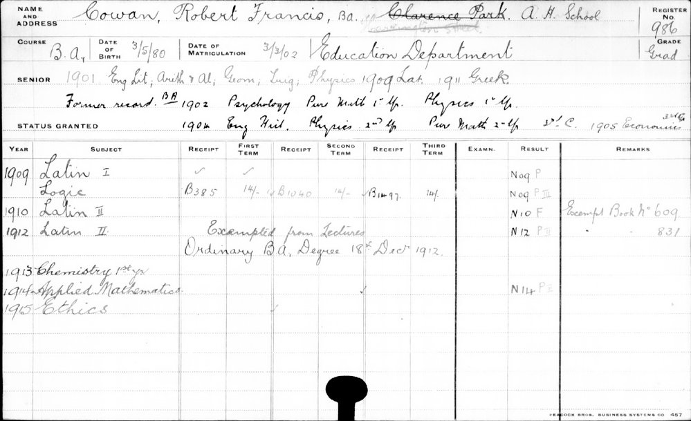 COWAN, Robert Francis