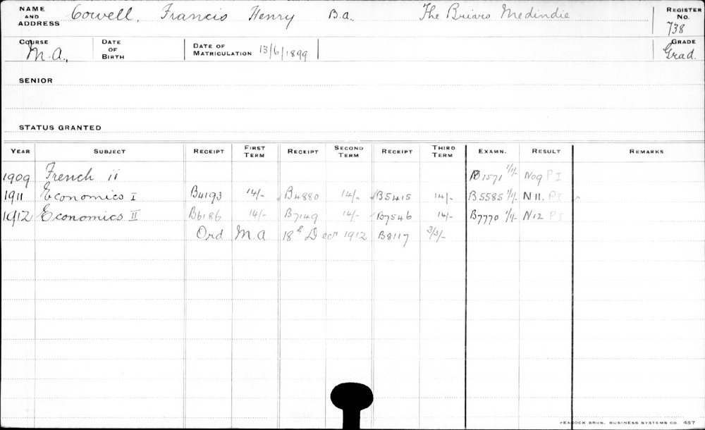 COWELL, Francis Henry