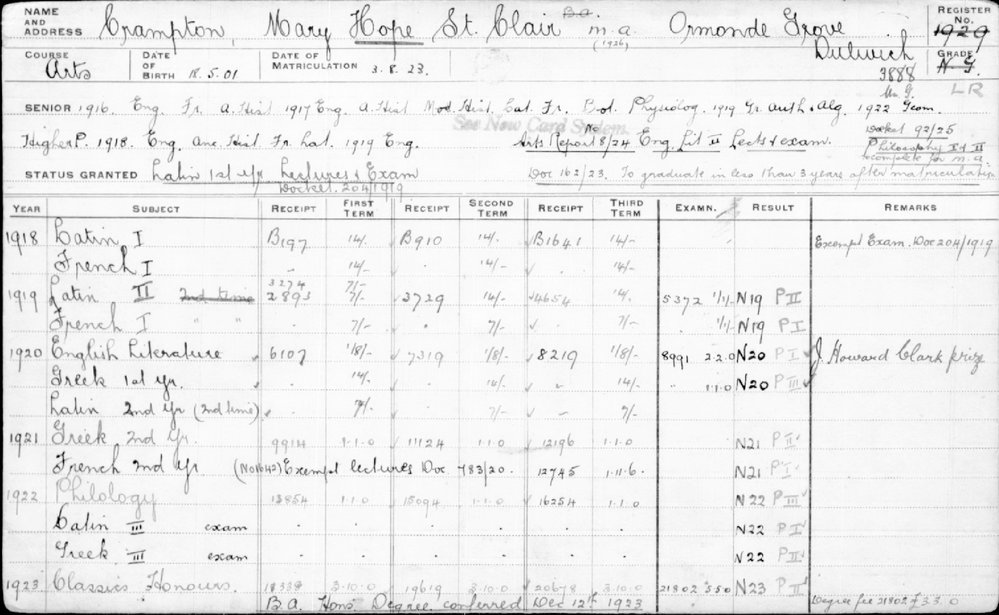 CRAMPTON, Mary Hope St Clair