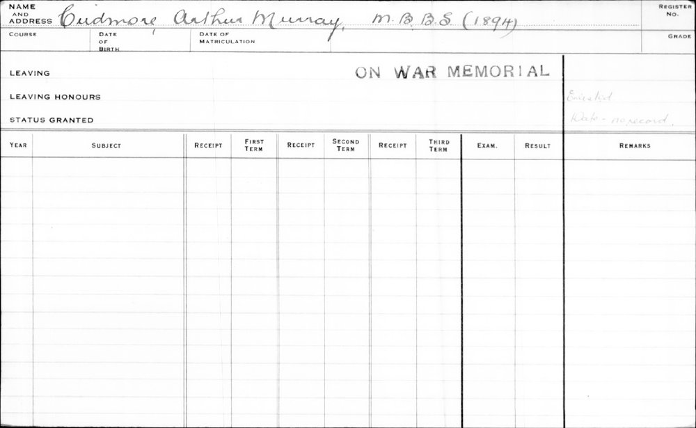 CUDMORE, Arthur Murray