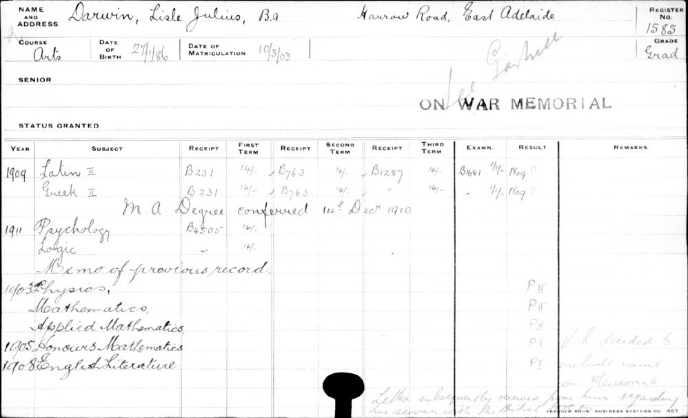 DARWIN, Lisle Julius