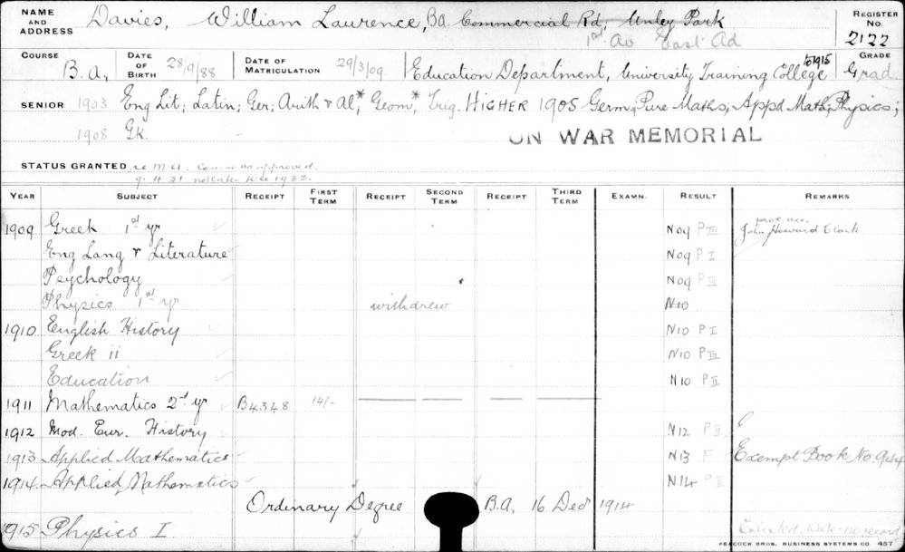 DAVIES, William Laurence